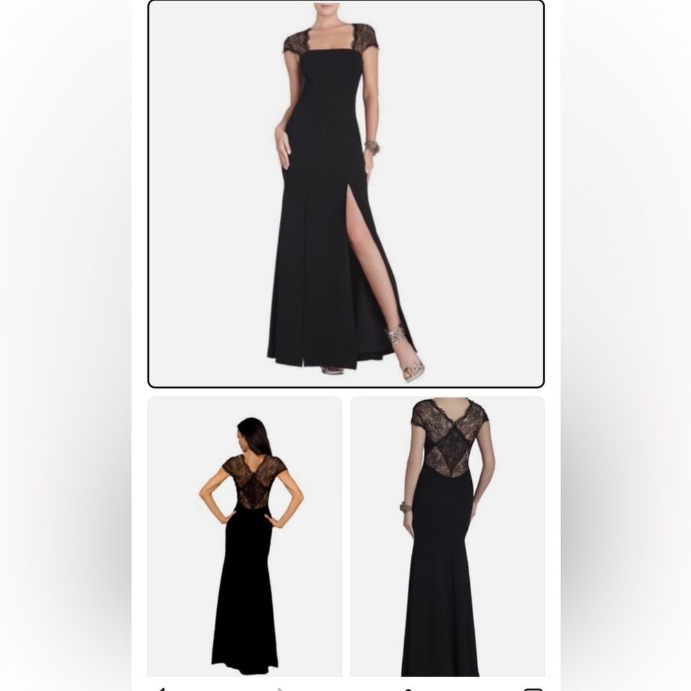 BCBG MaxAzria Black Lace Julia Crepe Gown Size 2 NEW - Picture 3 of 17